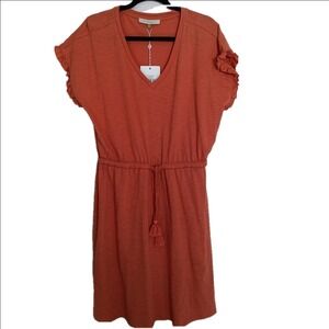 Downeast Bryn Tassel Dress Womens XL Orange V-Neck Ruffle Sleeve DA2303K007
